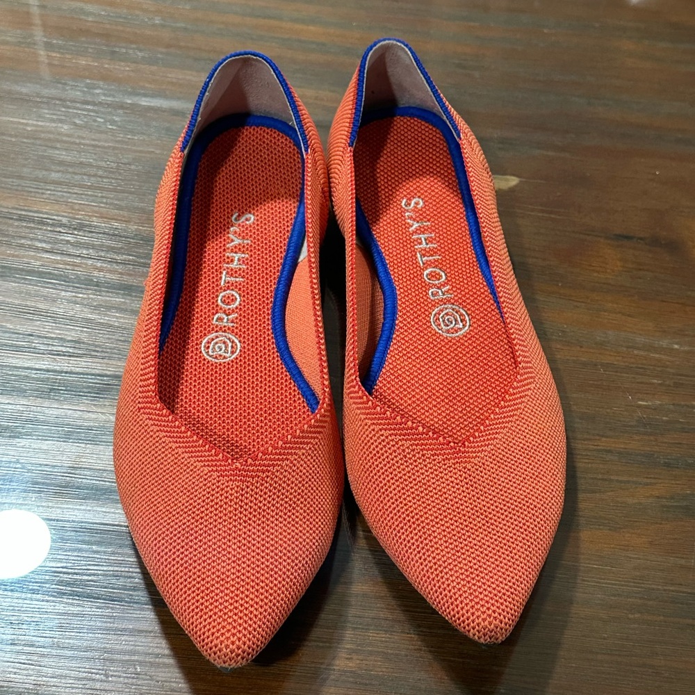 Rothy’s The Point Persimmon Orange flats size 8.5